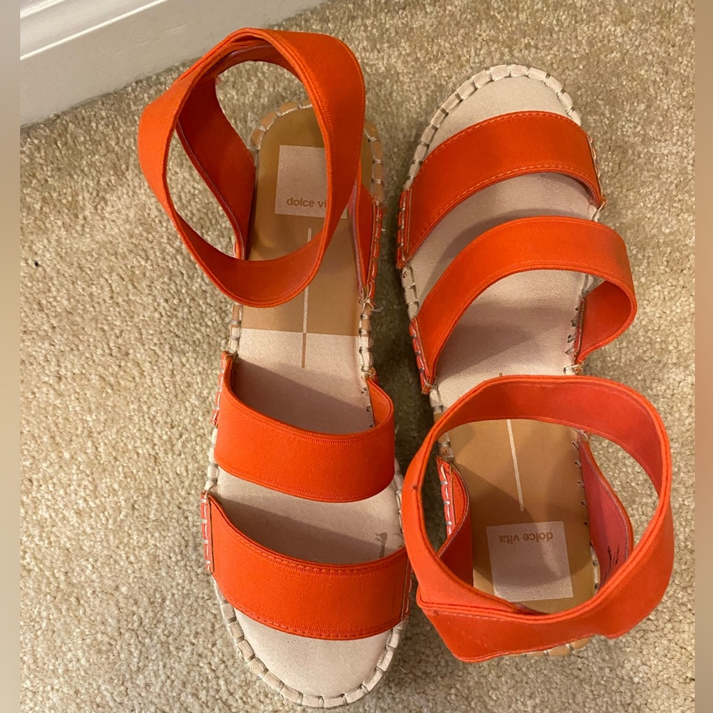 Strappy Orange Dolce Vita Platform Wedges
